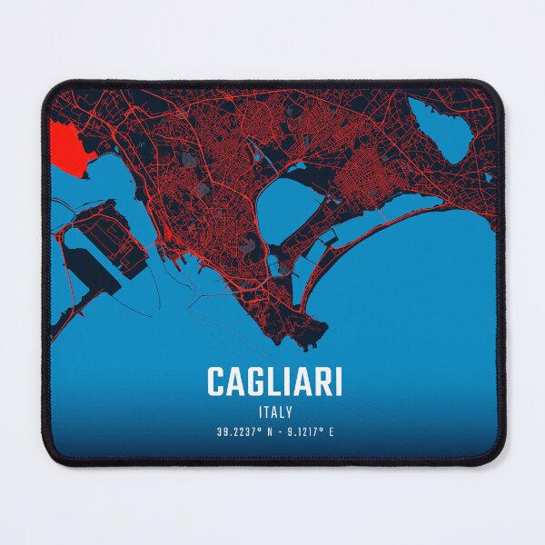 Item preview, Cagliari Red & Blue Minimalist Map designed and sold by HomeLivingCo.