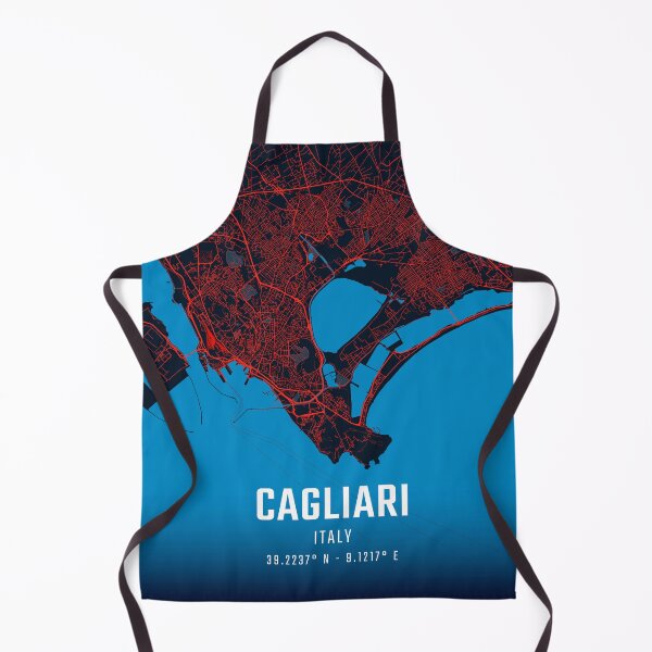 Item preview, Cagliari Red & Blue Minimalist Map designed and sold by HomeLivingCo.