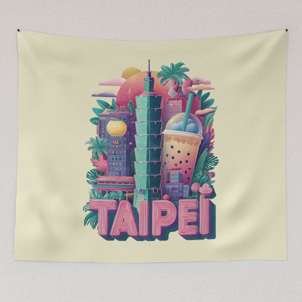 Item preview, Taipei Design – Skyline with Taipei 101 & Bubble Tea Souvenir designed and sold by Meiersbeste.
