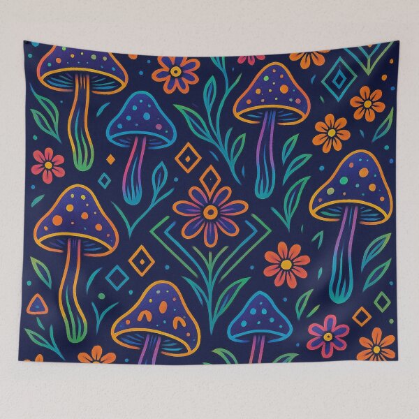 Item preview, Neon Fractal Garden – Sacred Geometry Psychedelic Seamless Pattern designed and sold by getpressedshirt.