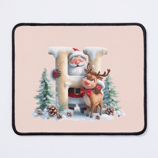 Item preview, Santa & Reindeer Monogram Letter H – Festive Christmas Holiday Alphabet Gift & Decor designed and sold by AmenAlways.