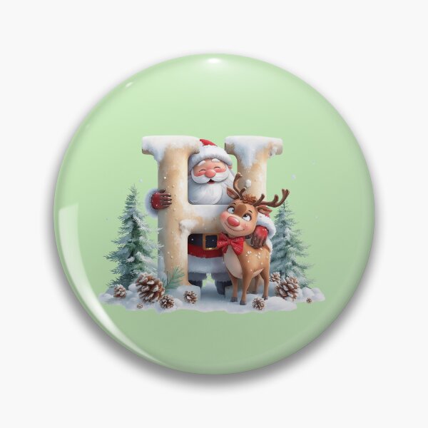 Item preview, Santa & Reindeer Monogram Letter H – Festive Christmas Holiday Alphabet Gift & Decor designed and sold by AmenAlways.