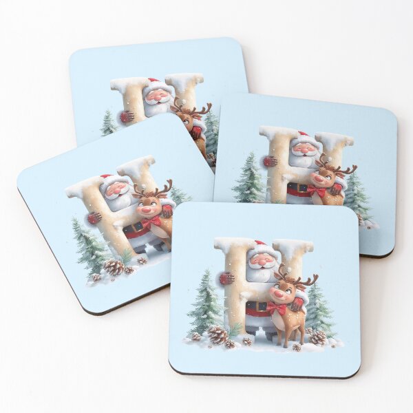 Item preview, Santa & Reindeer Monogram Letter H – Festive Christmas Holiday Alphabet Gift & Decor designed and sold by AmenAlways.