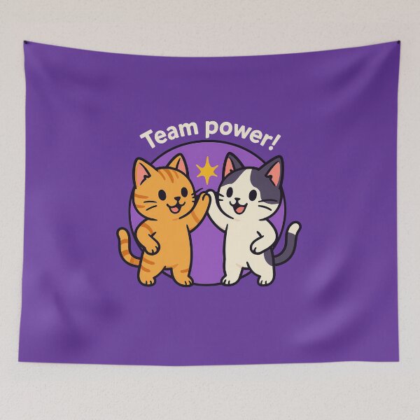 Item preview, Team Power Cat Sticker designed and sold by Yuliya Brush.