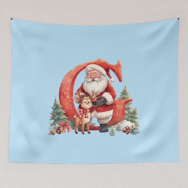 Item preview, Santa & Reindeer Monogram Letter G – Whimsical Christmas Holiday Alphabet Design designed and sold by AmenAlways.