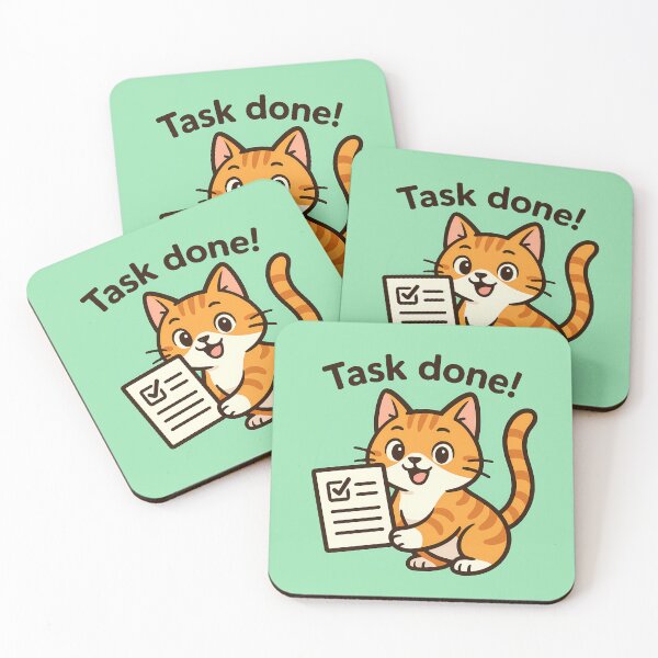 Item preview, Task Done Cat Sticker designed and sold by Yuliya Brush.