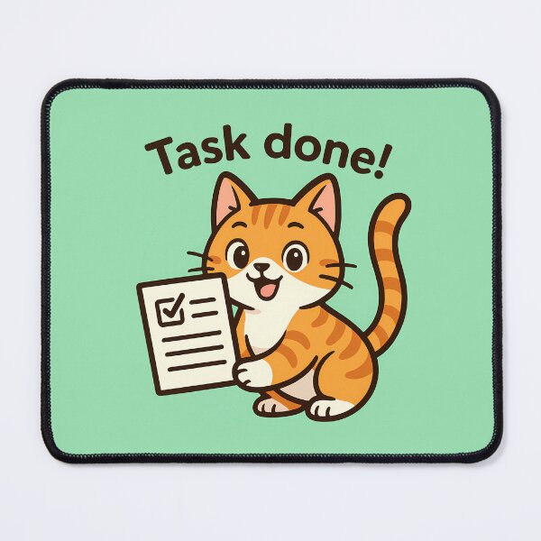 Item preview, Task Done Cat Sticker designed and sold by Yuliya Brush.