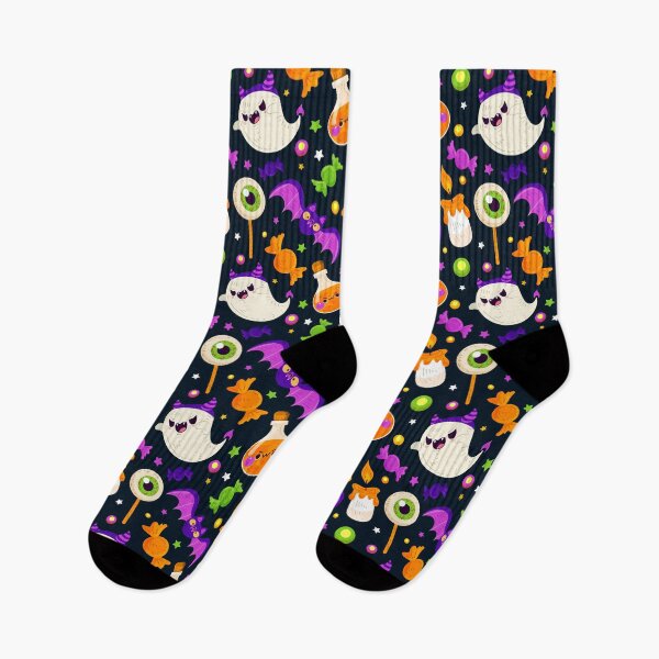Item preview, Halloween Pattern with Ghosts, Candy & Smiling Bats designed and sold by NicolaZhukov.