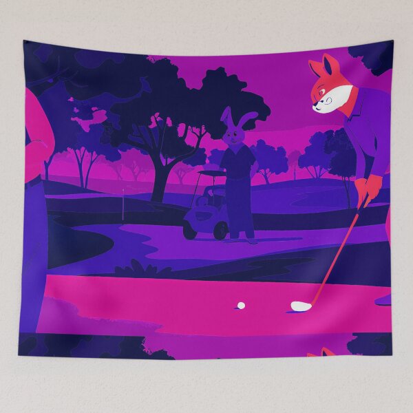 Item preview, Rabbit Golf Golfing Play Art Serene Natural Colors designed and sold by ART ATTACK ZONE.