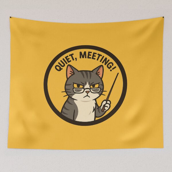 Item preview, Quiet Meeting Cat Sticker designed and sold by Yuliya Brush.