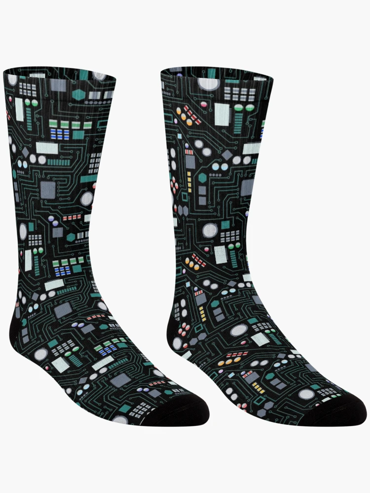 Thumbnail 3 of 5, Socks, Computer Circuit Board Pattern designed and sold by idovedesign.