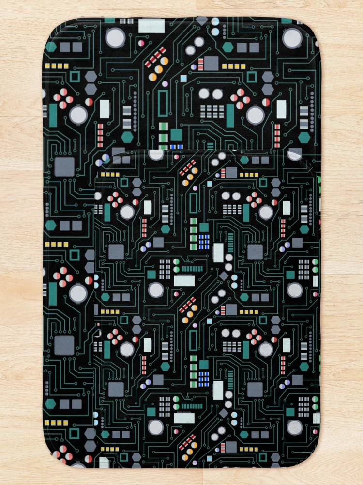Thumbnail 5 of 6, Bath Mat, Computer Circuit Board Pattern designed and sold by idovedesign.