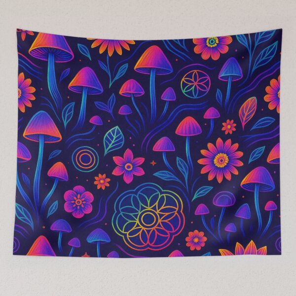 Item preview, Dreamspace Aura – Airy Neon Psychedelic Seamless Pattern designed and sold by getpressedshirt.