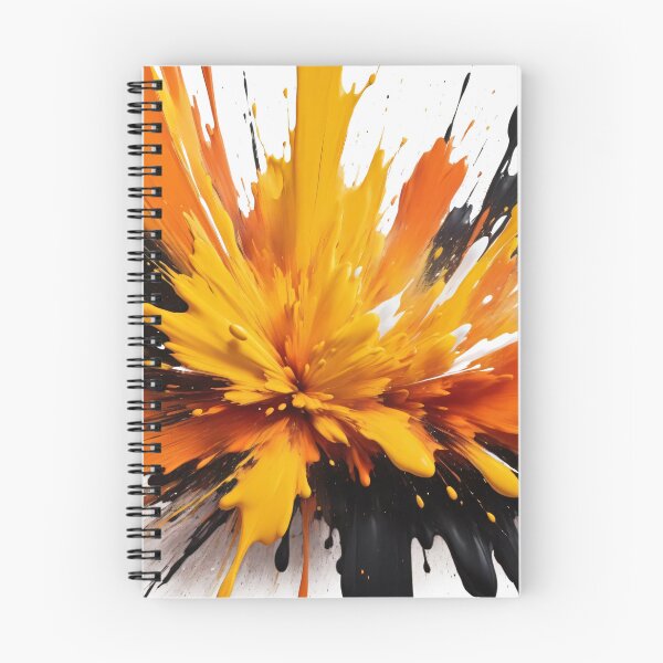 Item preview, Dynamic abstract paint explosion with bold orange, yellow, and black splashes creating dramatic energetic modern artwork designed and sold by Mimoshi ⭐⭐⭐⭐⭐.