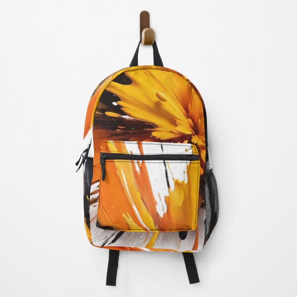 Item preview, Dynamic abstract paint explosion with bold orange, yellow, and black splashes creating dramatic energetic modern artwork designed and sold by Mimoshi ⭐⭐⭐⭐⭐.