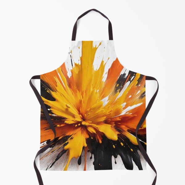 Item preview, Dynamic abstract paint explosion with bold orange, yellow, and black splashes creating dramatic energetic modern artwork designed and sold by Mimoshi ⭐⭐⭐⭐⭐.