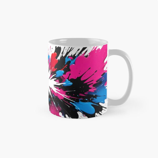 Item preview, Vibrant paint explosion with bold splashes of blue, pink, red, and black in dynamic abstract artwork designed and sold by Mimoshi ⭐⭐⭐⭐⭐.