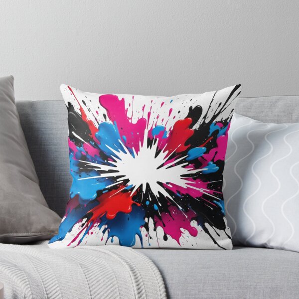 Item preview, Vibrant paint explosion with bold splashes of blue, pink, red, and black in dynamic abstract artwork designed and sold by Mimoshi ⭐⭐⭐⭐⭐.