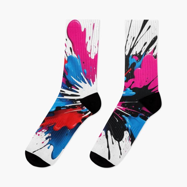 Item preview, Vibrant paint explosion with bold splashes of blue, pink, red, and black in dynamic abstract artwork designed and sold by Mimoshi ⭐⭐⭐⭐⭐.