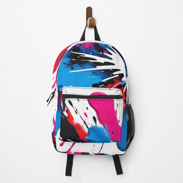 Item preview, Vibrant paint explosion with bold splashes of blue, pink, red, and black in dynamic abstract artwork designed and sold by Mimoshi ⭐⭐⭐⭐⭐.