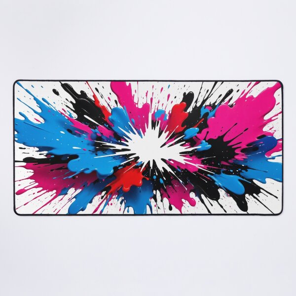 Item preview, Vibrant paint explosion with bold splashes of blue, pink, red, and black in dynamic abstract artwork designed and sold by Mimoshi ⭐⭐⭐⭐⭐.
