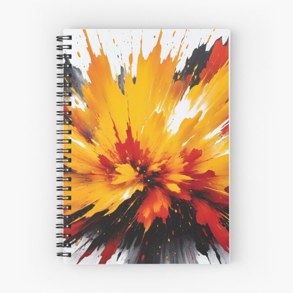 Item preview, Vivid abstract paint explosion with dynamic splashes of yellow, red, black, and white creating energetic modern artwork designed and sold by Mimoshi ⭐⭐⭐⭐⭐.