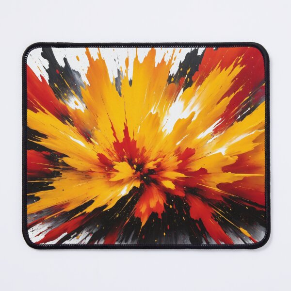 Item preview, Vivid abstract paint explosion with dynamic splashes of yellow, red, black, and white creating energetic modern artwork designed and sold by Mimoshi ⭐⭐⭐⭐⭐.