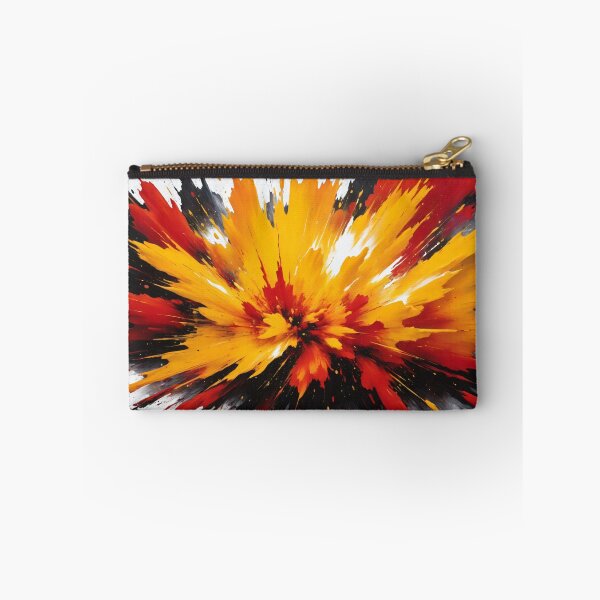 Item preview, Vivid abstract paint explosion with dynamic splashes of yellow, red, black, and white creating energetic modern artwork designed and sold by Mimoshi ⭐⭐⭐⭐⭐.
