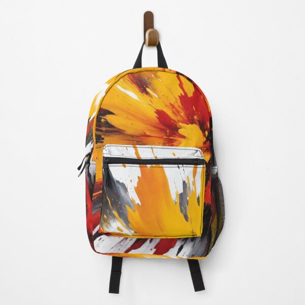 Item preview, Vivid abstract paint explosion with dynamic splashes of yellow, red, black, and white creating energetic modern artwork designed and sold by Mimoshi ⭐⭐⭐⭐⭐.