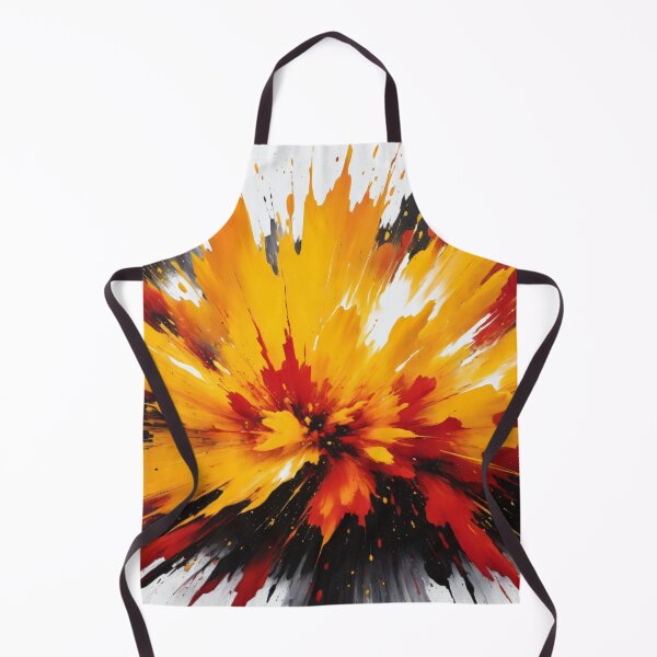 Item preview, Vivid abstract paint explosion with dynamic splashes of yellow, red, black, and white creating energetic modern artwork designed and sold by Mimoshi ⭐⭐⭐⭐⭐.