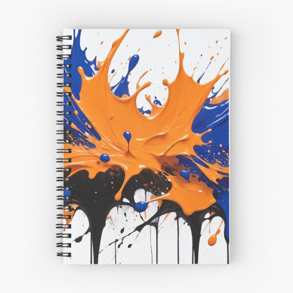 Item preview, Bold abstract paint splash explosion with vibrant orange, blue, and black drips creating dynamic energetic modern artwork designed and sold by Mimoshi ⭐⭐⭐⭐⭐.