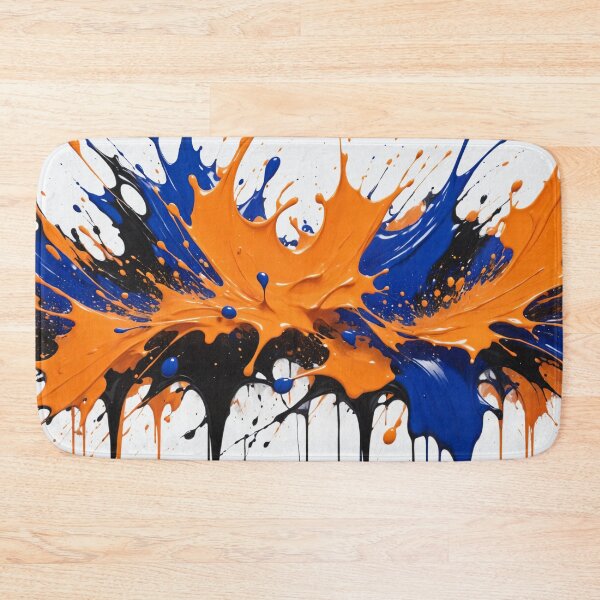 Item preview, Bold abstract paint splash explosion with vibrant orange, blue, and black drips creating dynamic energetic modern artwork designed and sold by Mimoshi ⭐⭐⭐⭐⭐.