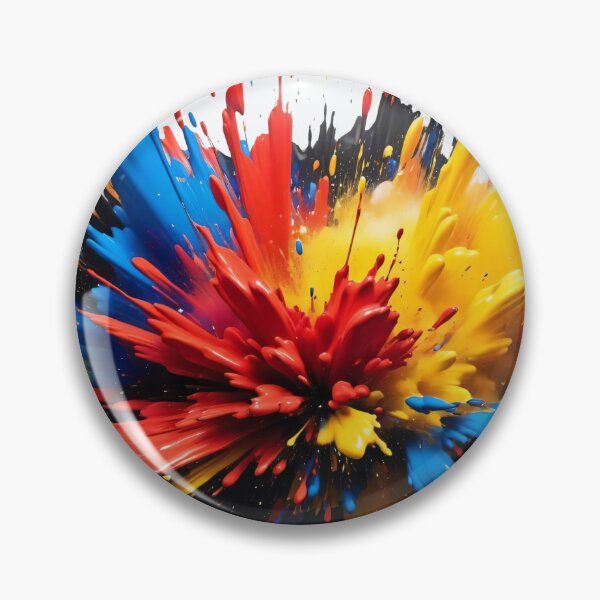 Item preview, Energetic paint explosion with bold red, yellow, blue, and black splashes creating dramatic modern abstract artwork designed and sold by Mimoshi ⭐⭐⭐⭐⭐.
