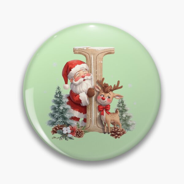 Item preview, Santa & Reindeer Monogram Letter I – Cute Personalized Christmas Holiday Alphabet Gift designed and sold by AmenAlways.