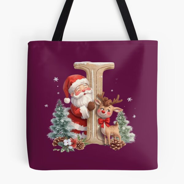 Item preview, Santa & Reindeer Monogram Letter I – Cute Personalized Christmas Holiday Alphabet Gift designed and sold by AmenAlways.