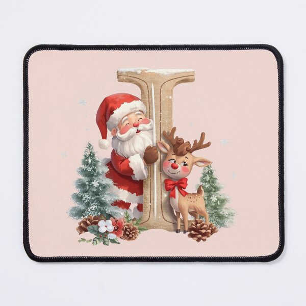 Item preview, Santa & Reindeer Monogram Letter I – Cute Personalized Christmas Holiday Alphabet Gift designed and sold by AmenAlways.