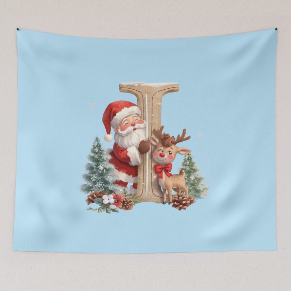 Item preview, Santa & Reindeer Monogram Letter I – Cute Personalized Christmas Holiday Alphabet Gift designed and sold by AmenAlways.