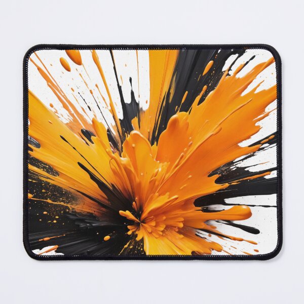 Item preview, Energetic abstract paint explosion with bold orange and black splashes creating dramatic vertical modern dynamic artwork designed and sold by Mimoshi ⭐⭐⭐⭐⭐.