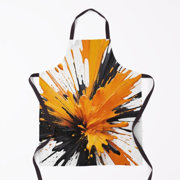 Item preview, Energetic abstract paint explosion with bold orange and black splashes creating dramatic vertical modern dynamic artwork designed and sold by Mimoshi ⭐⭐⭐⭐⭐.