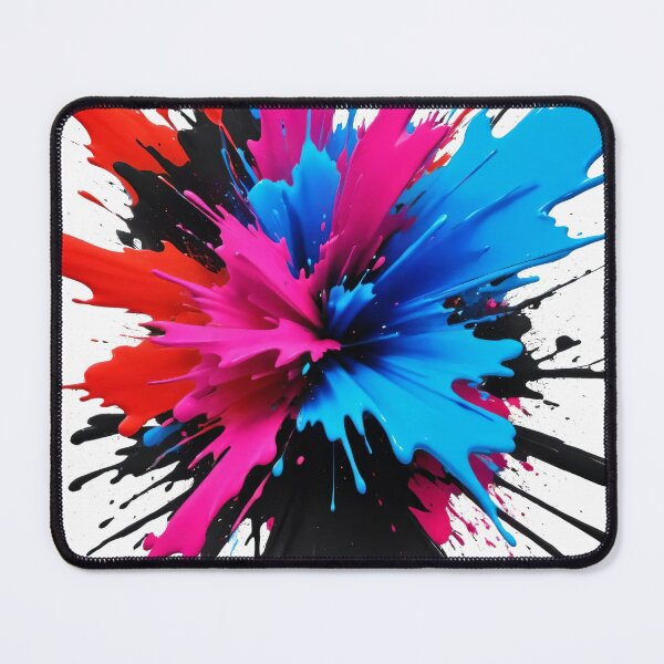 Item preview, Vibrant vertical paint explosion with bold pink, blue, red, and black splashes creating dynamic abstract artwork designed and sold by Mimoshi ⭐⭐⭐⭐⭐.