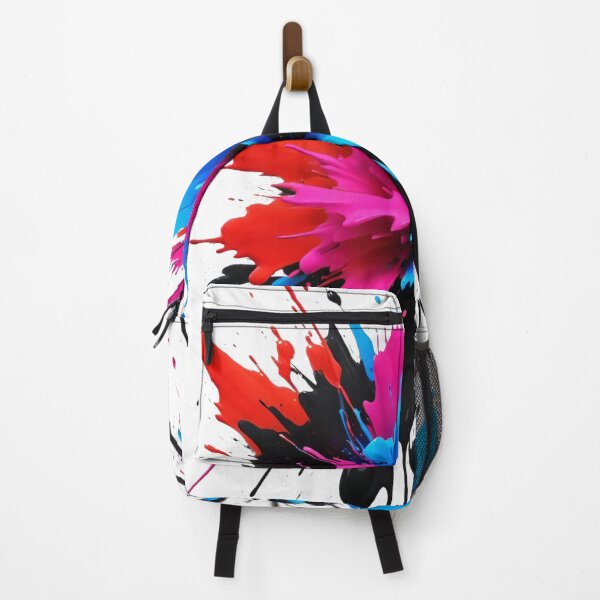 Item preview, Vibrant vertical paint explosion with bold pink, blue, red, and black splashes creating dynamic abstract artwork designed and sold by Mimoshi ⭐⭐⭐⭐⭐.
