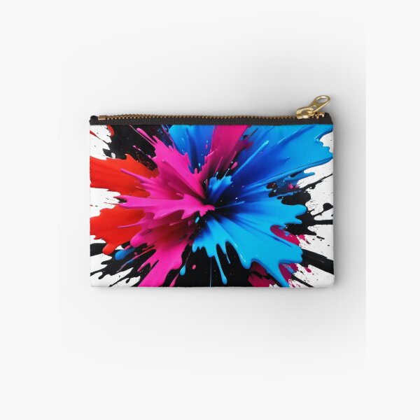 Item preview, Vibrant vertical paint explosion with bold pink, blue, red, and black splashes creating dynamic abstract artwork designed and sold by Mimoshi ⭐⭐⭐⭐⭐.