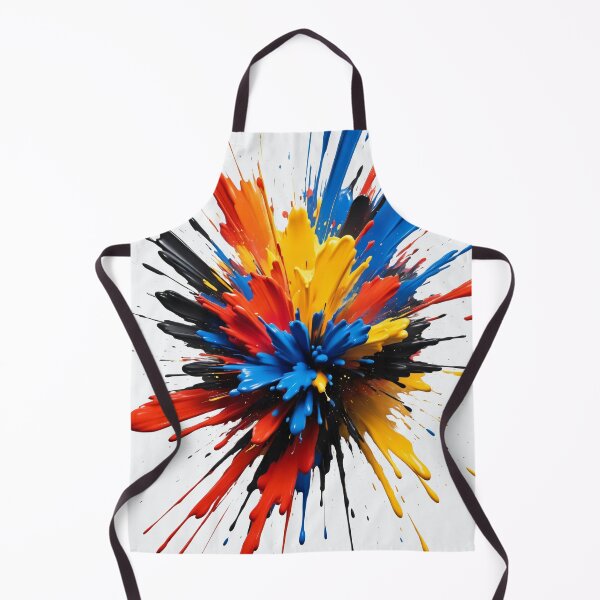 Item preview, Dynamic vertical paint explosion with bold red, yellow, blue, and black splashes creating powerful modern abstract artwork designed and sold by Mimoshi ⭐⭐⭐⭐⭐.