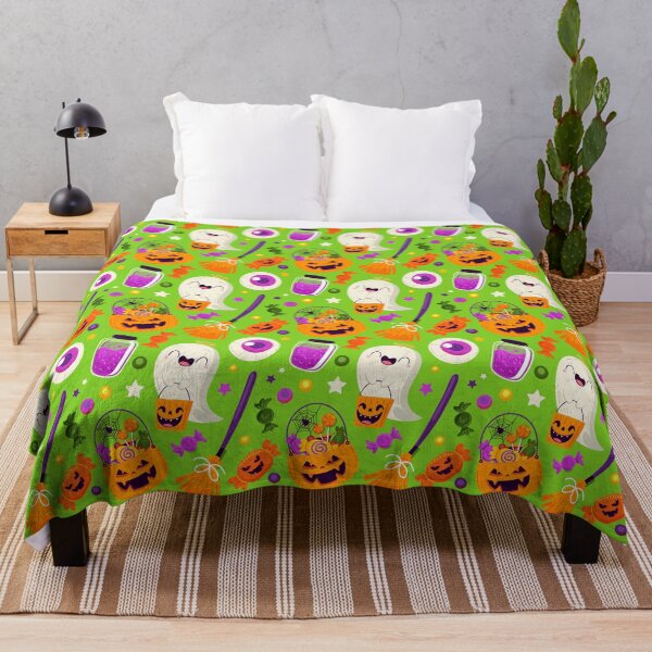 Item preview, Halloween Pattern with Cauldrons, Ghosts & Vampire Bats designed and sold by NicolaZhukov.