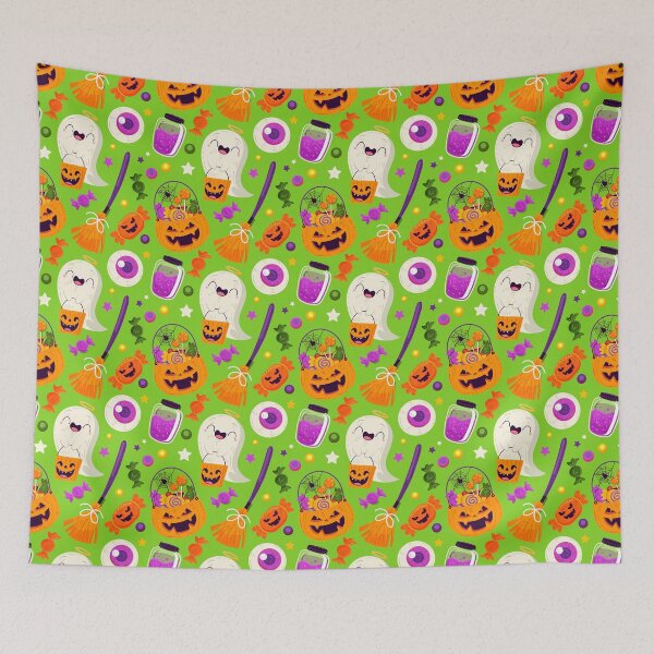 Item preview, Halloween Pattern with Cauldrons, Ghosts & Vampire Bats designed and sold by NicolaZhukov.