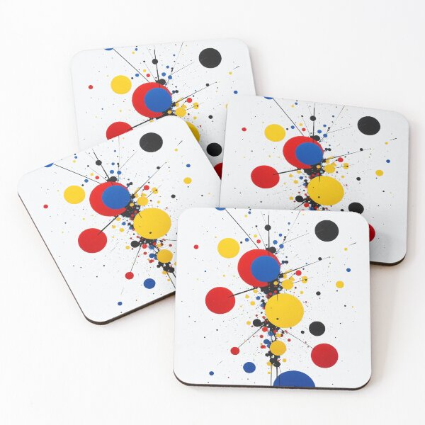 Item preview, Abstract vertical composition with bold red, yellow, blue, and black circles connected by dynamic intersecting lines designed and sold by Mimoshi ⭐⭐⭐⭐⭐.