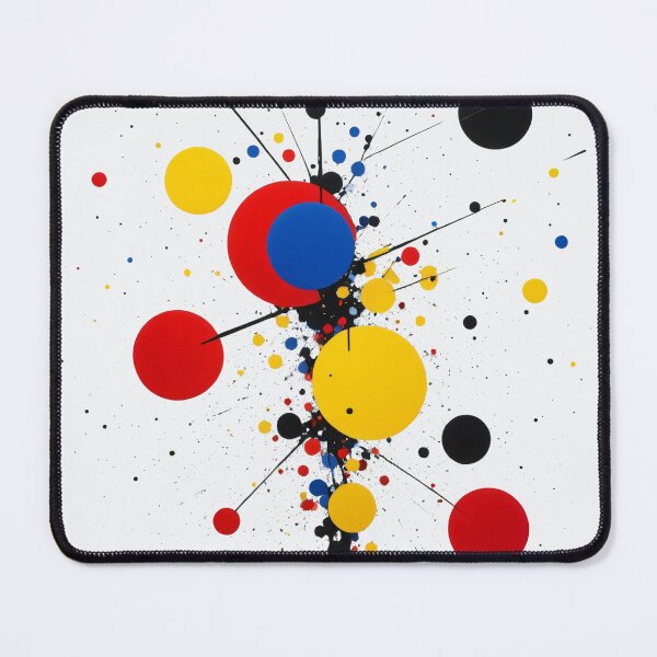 Item preview, Abstract vertical composition with bold red, yellow, blue, and black circles connected by dynamic intersecting lines designed and sold by Mimoshi ⭐⭐⭐⭐⭐.