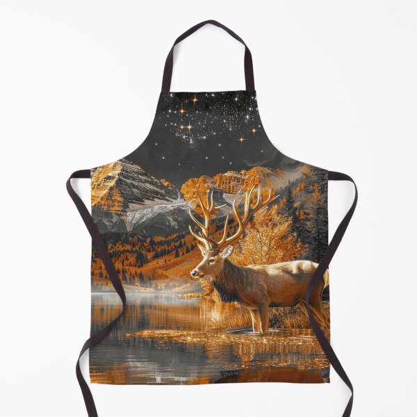 Item preview, Deer in Autumn Mountain Landscape at Night Under Starry sky designed and sold by MargaretWiktor.