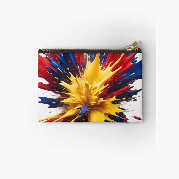 Item preview, Explosive vertical paint splash with bold red, yellow, and blue colors creating powerful modern abstract energetic artwork designed and sold by Mimoshi ⭐⭐⭐⭐⭐.