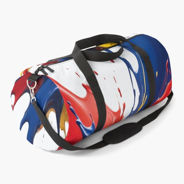 Item preview, Explosive vertical paint splash with bold red, yellow, and blue colors creating powerful modern abstract energetic artwork designed and sold by Mimoshi ⭐⭐⭐⭐⭐.